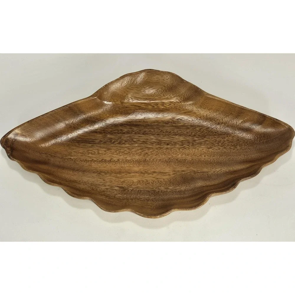 Monkey Pod Wood Bowl 13.5 Inch Scalloped Orobilt Serving Dish